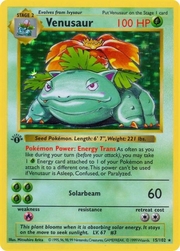 Venusaur 1999 Base Set Shadowless 1st Edition #15